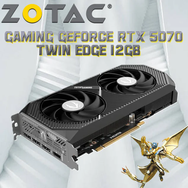 ZOTAC-GAMING-GeForce-RTX-5070-Twin-Edge ZOTAC GAMING GeForce RTX 5070 Twin Edge Graphics Card, 12GB GDDR7 192-Bit Memory, 2512 MHz Engine Clock, 28 Gbps Memory Clock, 6144 CUDA Cores, PCI Express 5.0 x16 | ZT-B50700E-10P - Image 1